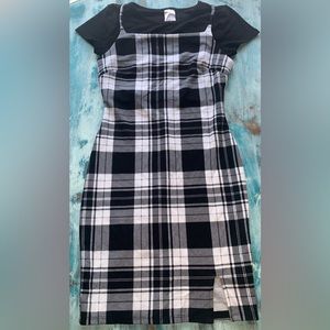 Black & white plaid dress with ribbed crop top